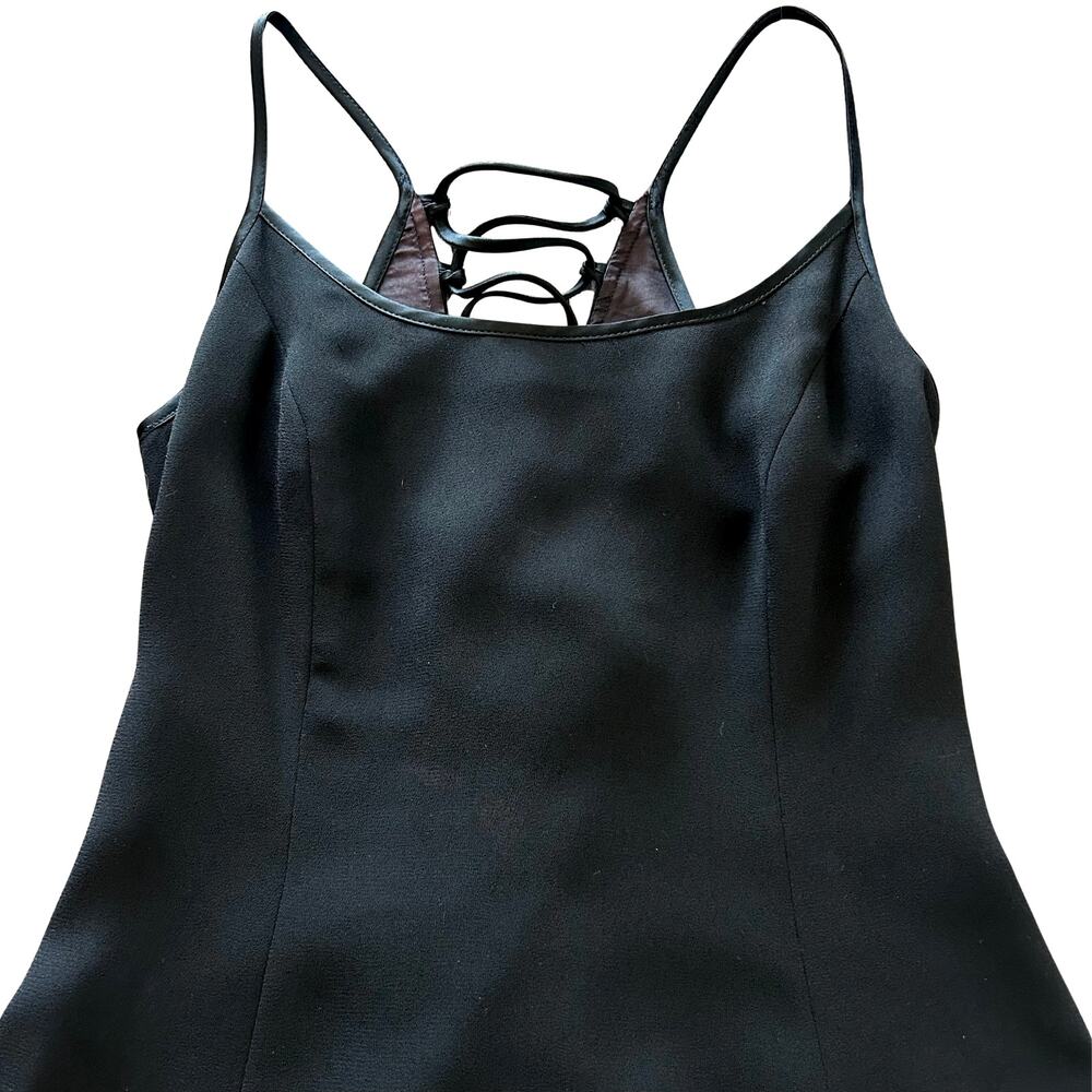 Vintage Laundry Shelli Segal Dress 8 Black Lace Up Corset Back Mini Fit Flare - Picture 2 of 13